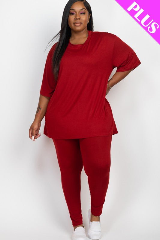 Plus Size Oversize shirt & Leggings Set - JUST - JEN BOUTIQUE