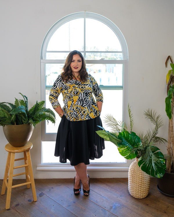Knee Length circle skirt with side seam pockets - JUST - JEN BOUTIQUE