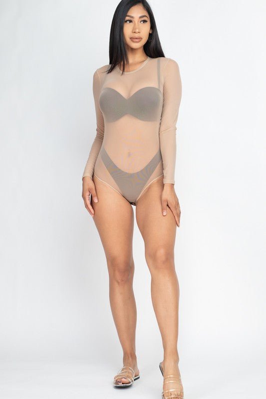 Mesh shirt Sheer blouse Long Sleeves Bodysuit - JUST - JEN BOUTIQUE
