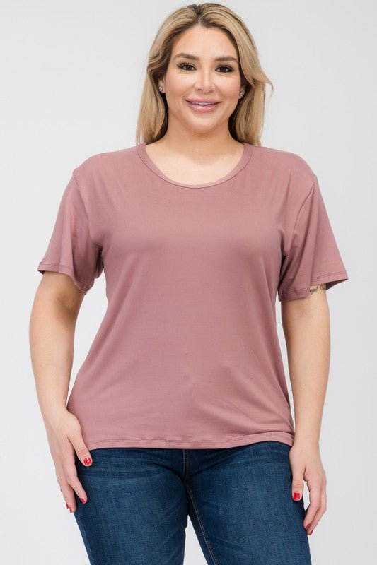 Plus Size Basic Short Sleeve T-shirt - JUST - JEN BOUTIQUE