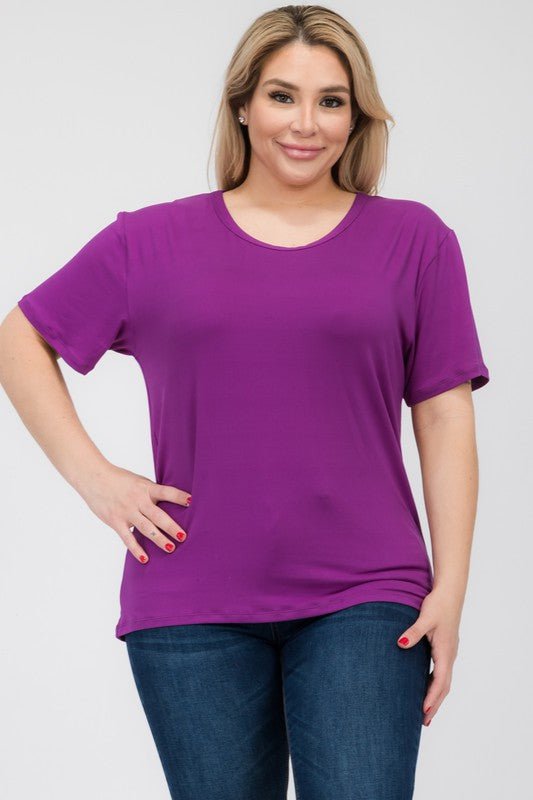 Plus Size Basic Short Sleeve T-shirt - JUST - JEN BOUTIQUE