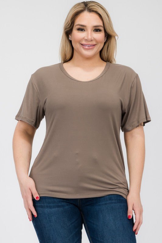 Plus Size Basic Short Sleeve T-shirt - JUST - JEN BOUTIQUE