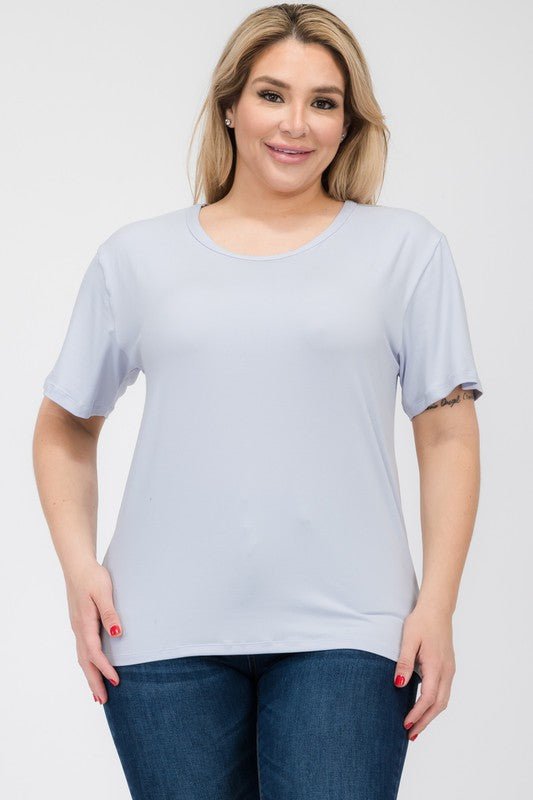 Plus Size Basic Short Sleeve T-shirt - JUST - JEN BOUTIQUE