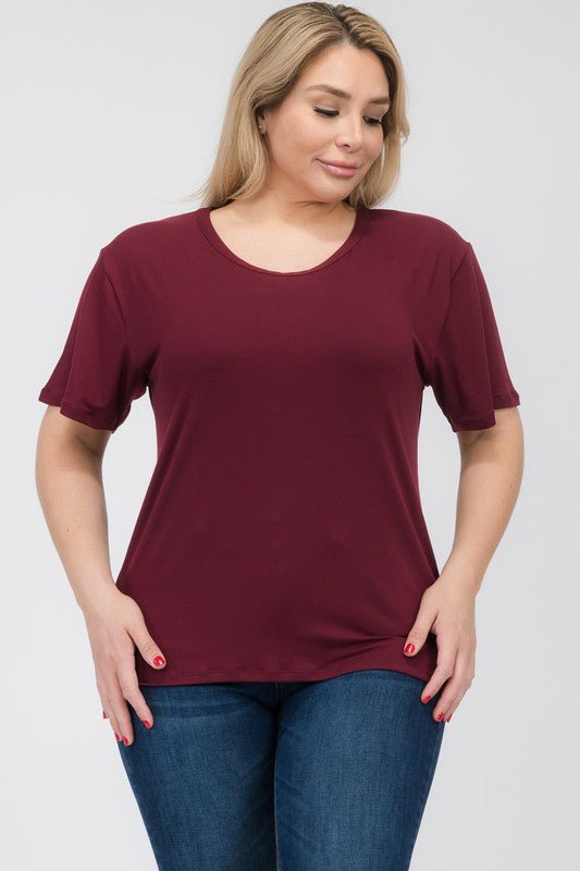 Plus Size Basic Short Sleeve T-shirt - JUST - JEN BOUTIQUE