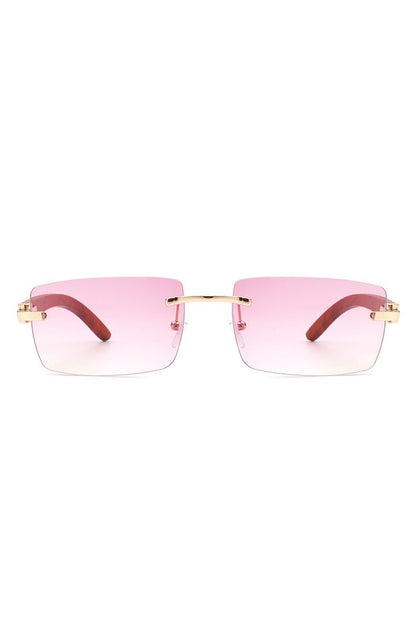 Rectangle Rimless Retro Tinted Sunglasses