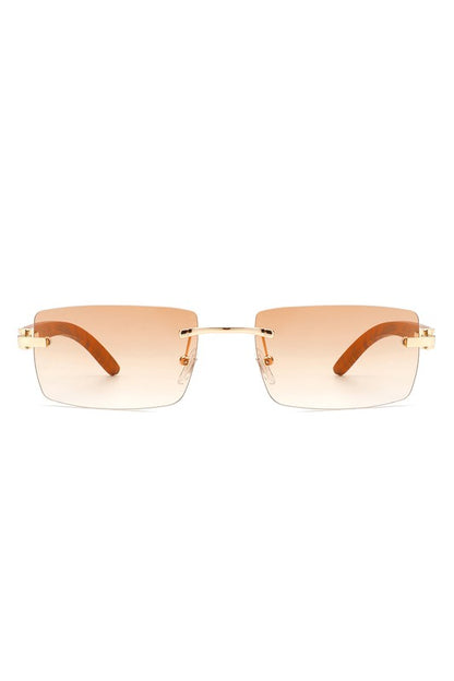 Rectangle Rimless Retro Tinted Sunglasses