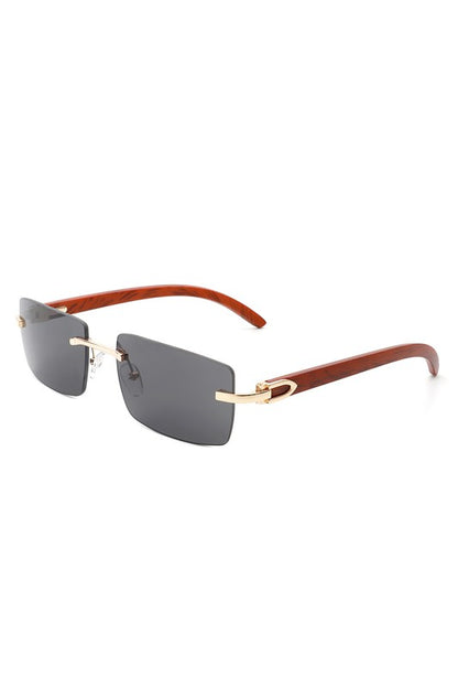 Rectangle Rimless Retro Tinted Sunglasses