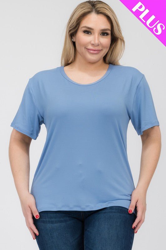 Plus Size Basic Short Sleeve T-shirt - JUST - JEN BOUTIQUE
