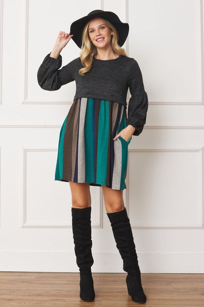 Plus Balloon Sleeve Pullover Dress