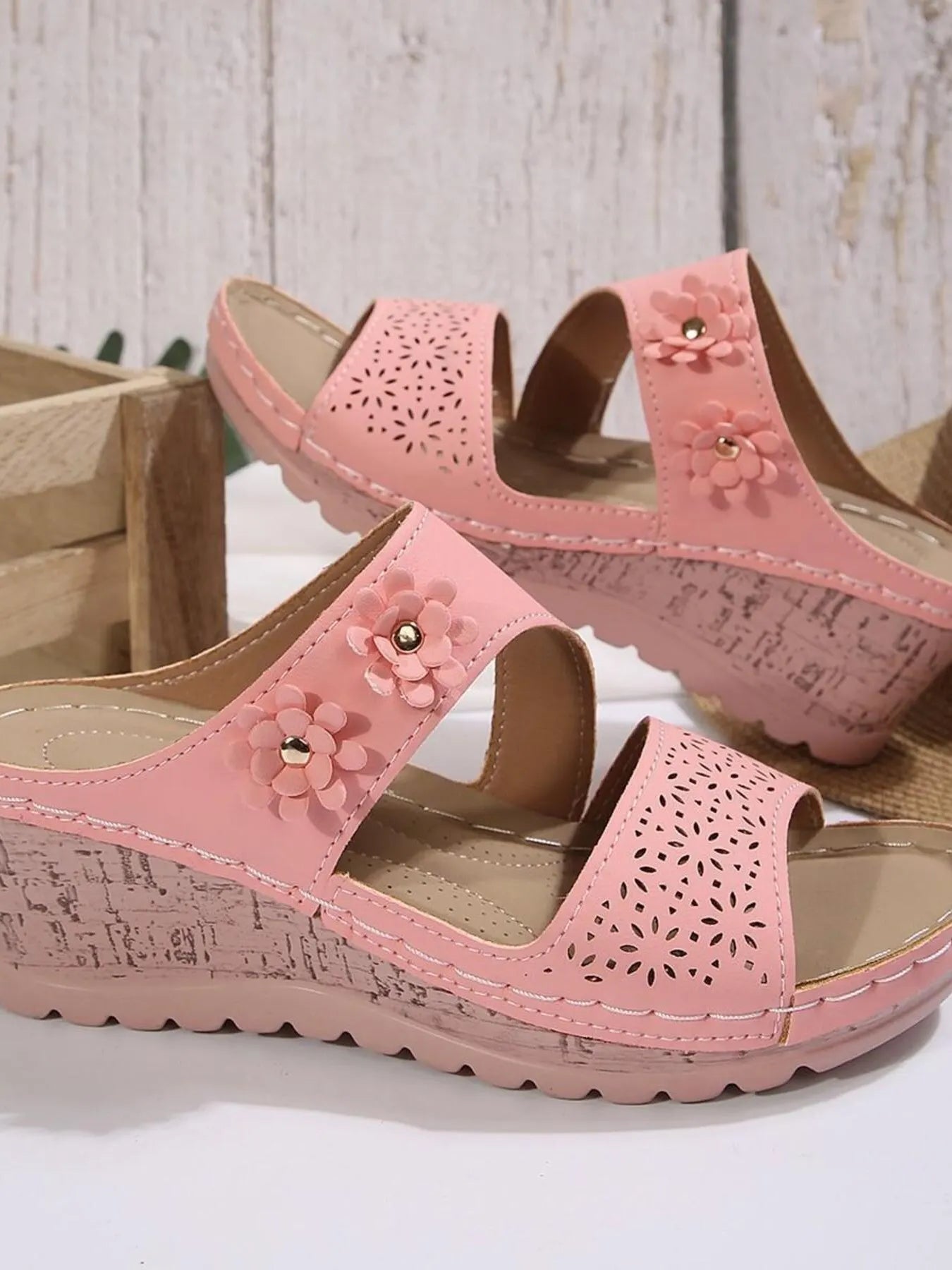 Hollow Out Comfort Wedge Sandals - JUST - JEN BOUTIQUE