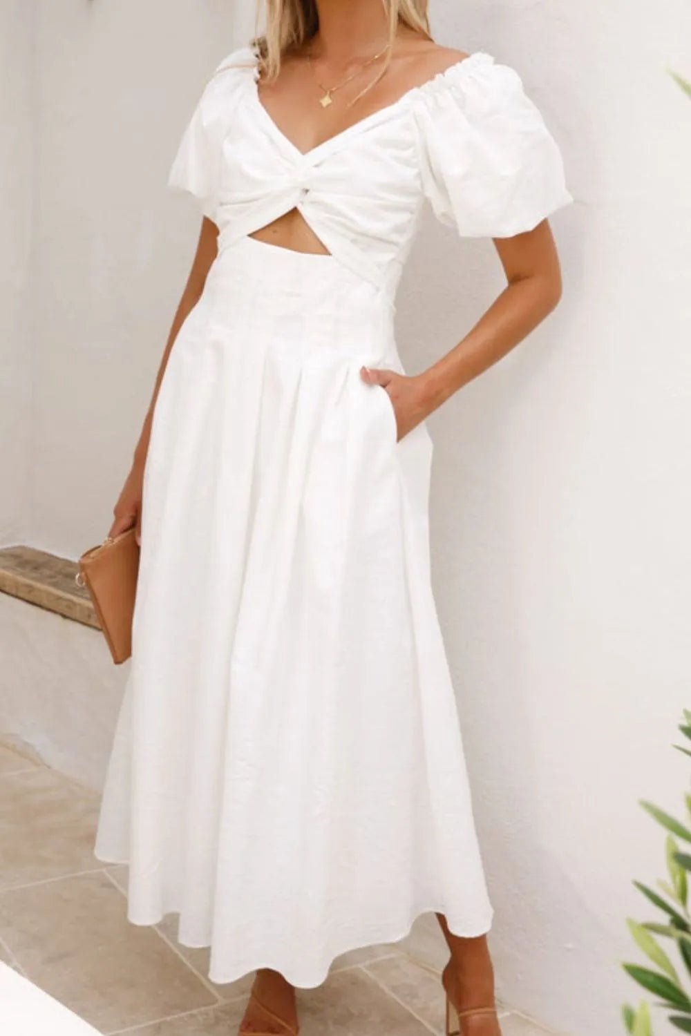 Sweetheart Neck Puff Sleeve Dress - JUST - JEN BOUTIQUE