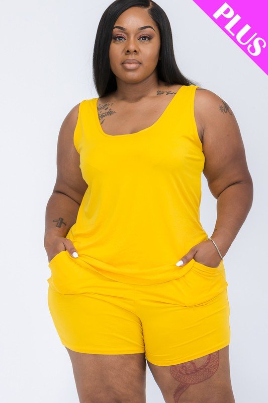 Plus Solid Comfy Tank Top & Shorts Set - JUST - JEN BOUTIQUE