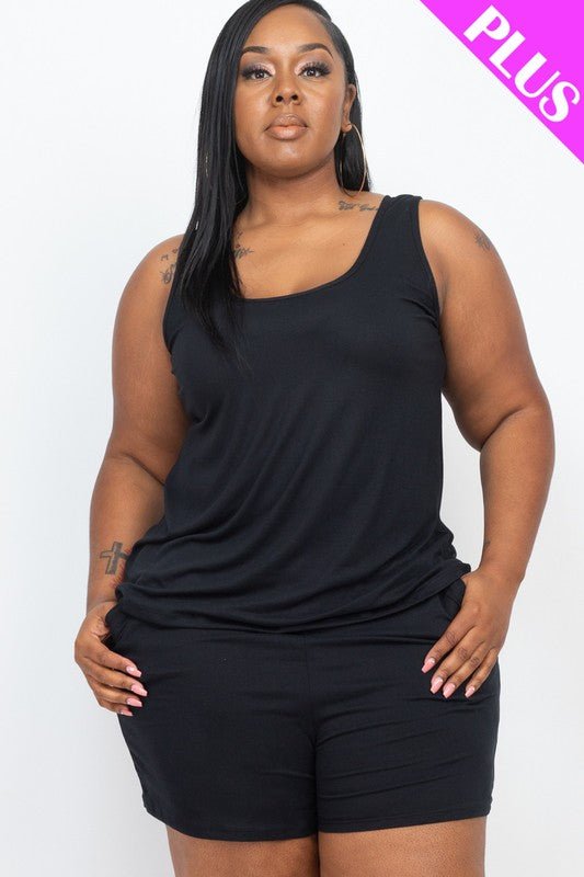Plus Solid Comfy Tank Top & Shorts Set - JUST - JEN BOUTIQUE