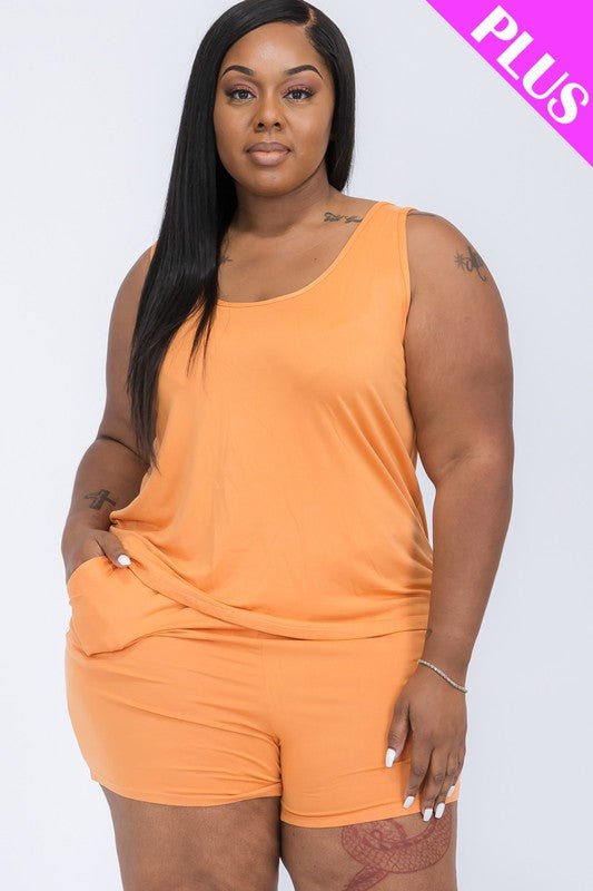 Plus Solid Comfy Tank Top & Shorts Set - JUST - JEN BOUTIQUE