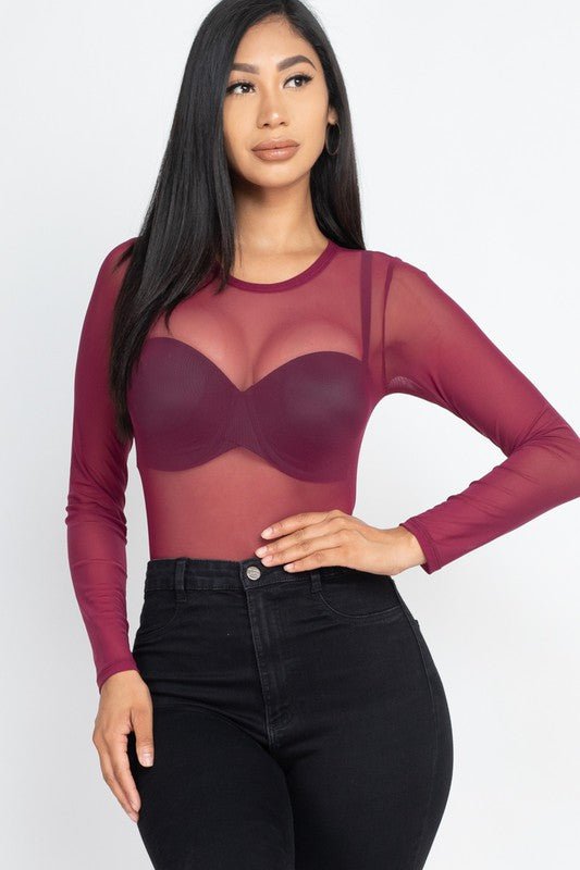 Mesh shirt Sheer blouse Long Sleeves Bodysuit - JUST - JEN BOUTIQUE