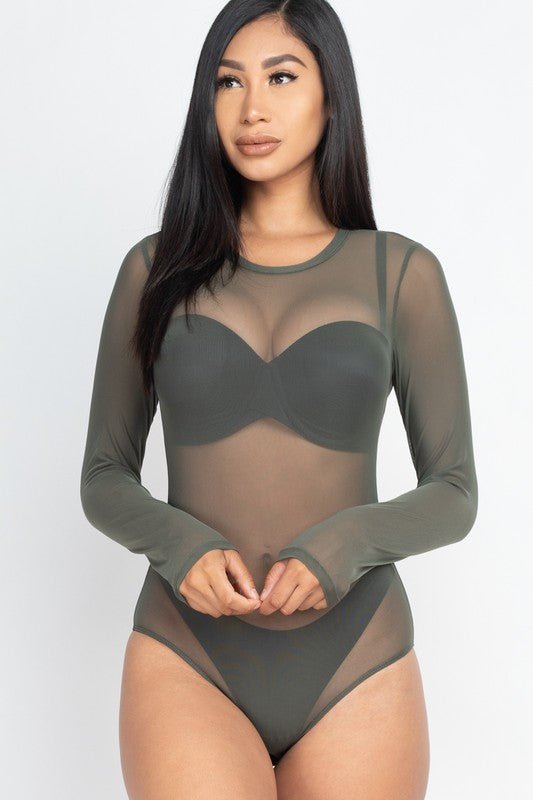 Mesh shirt Sheer blouse Long Sleeves Bodysuit - JUST - JEN BOUTIQUE