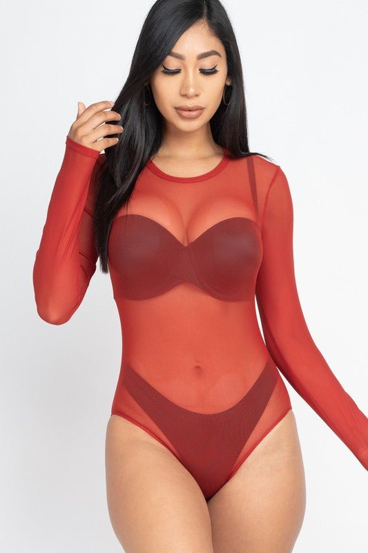 Mesh shirt Sheer blouse Long Sleeves Bodysuit - JUST - JEN BOUTIQUE