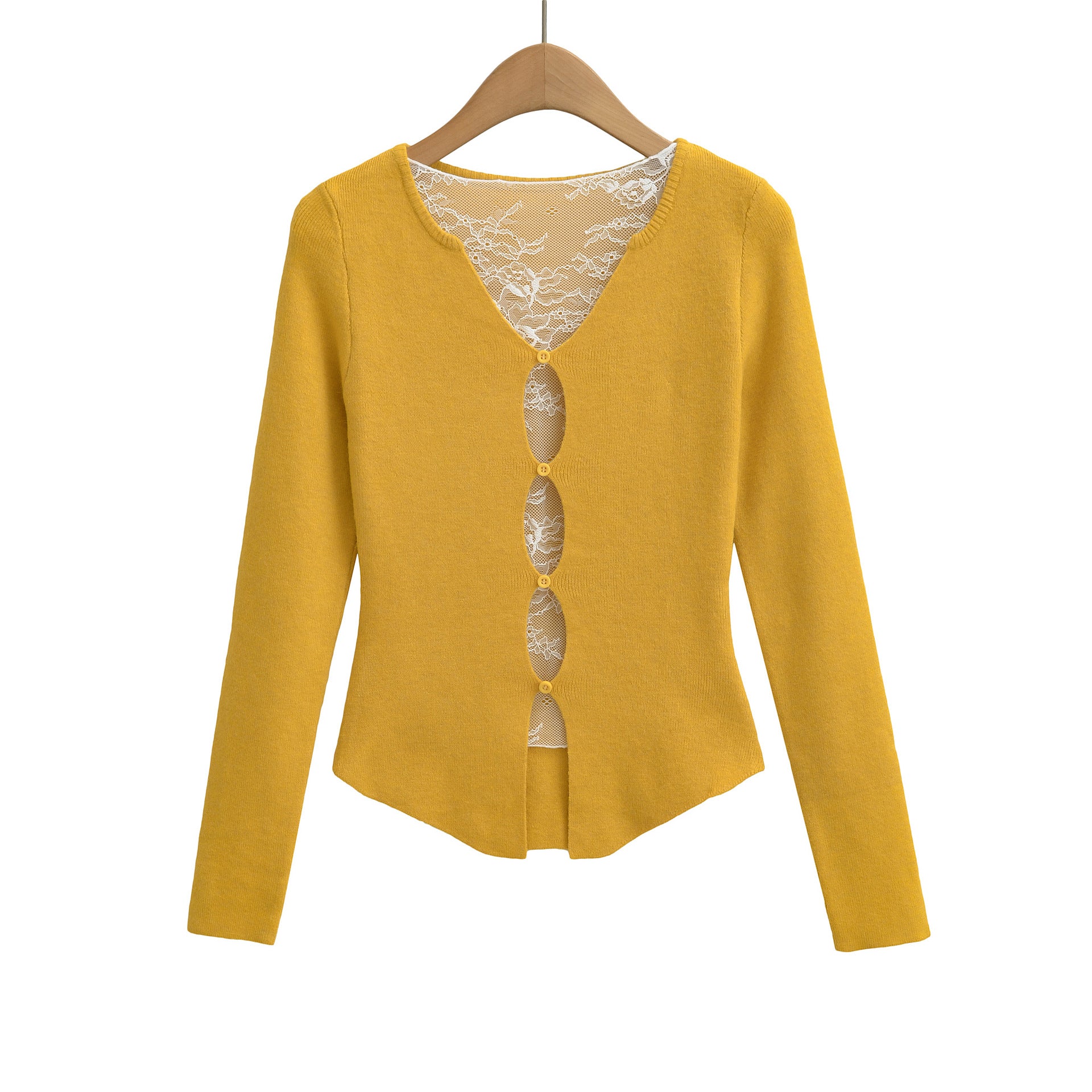 Lace fake two long sleeved loose fit base sweater