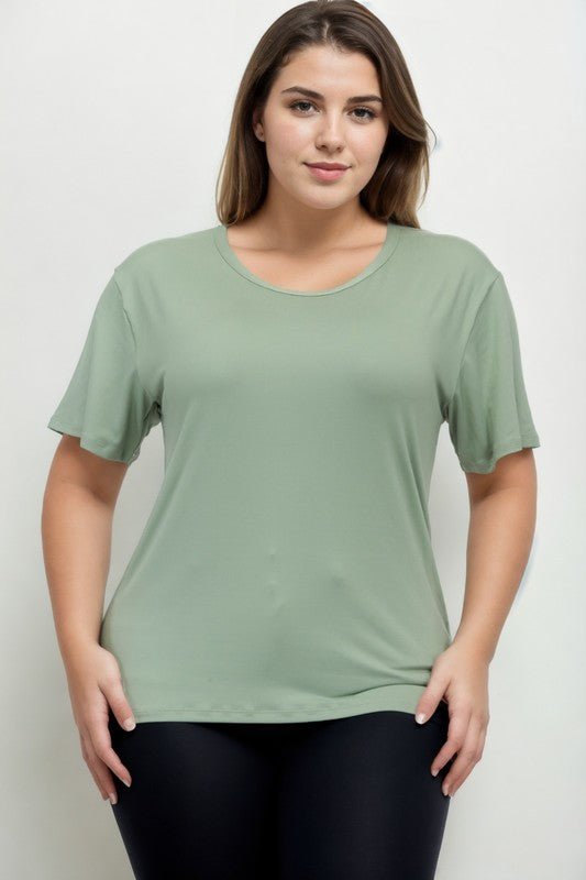 Plus Size Basic Short Sleeve T-shirt - JUST - JEN BOUTIQUE