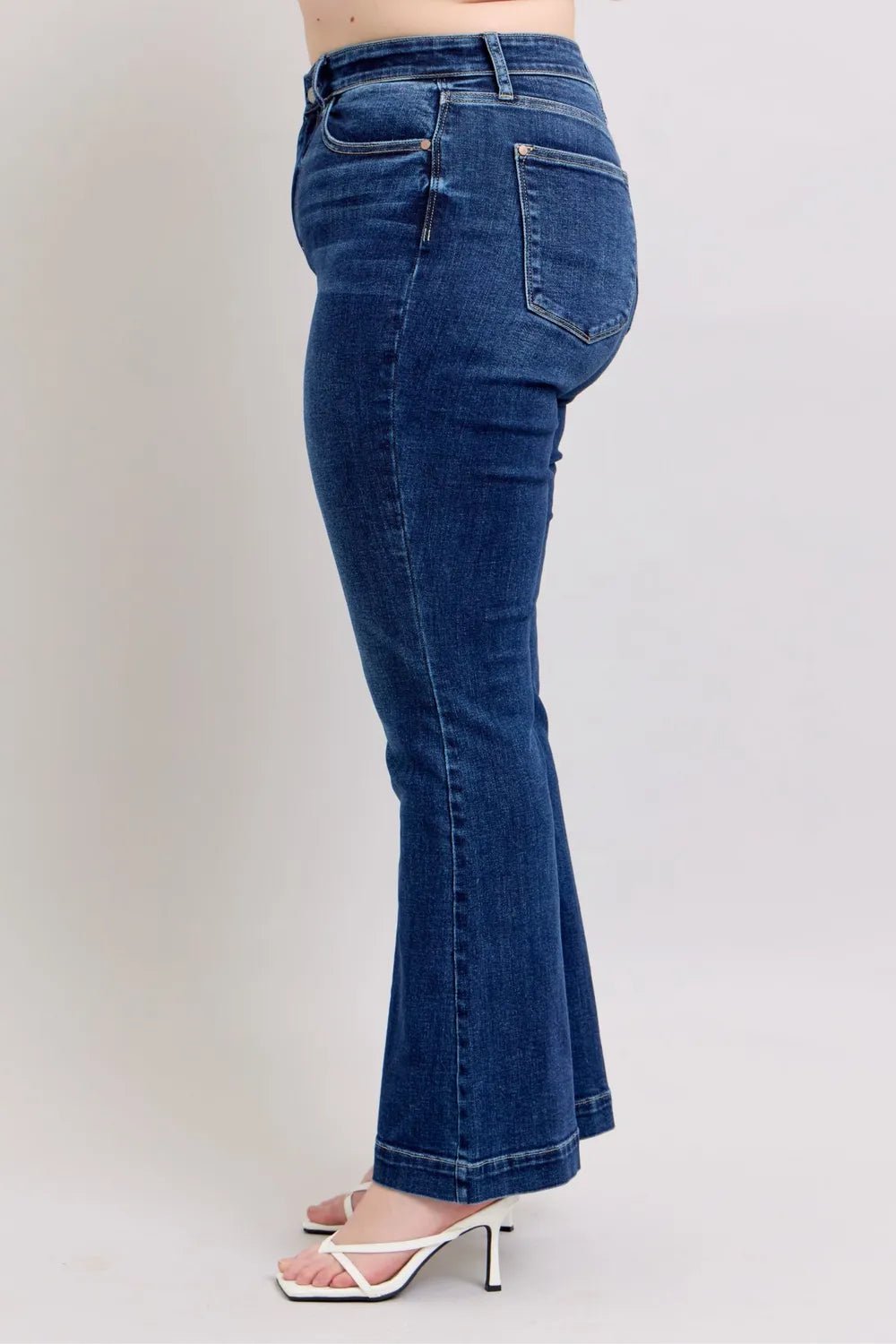 Judy Blue Full Size High Rise Flare Jeans with Pockets Plus Size - JUST - JEN BOUTIQUE