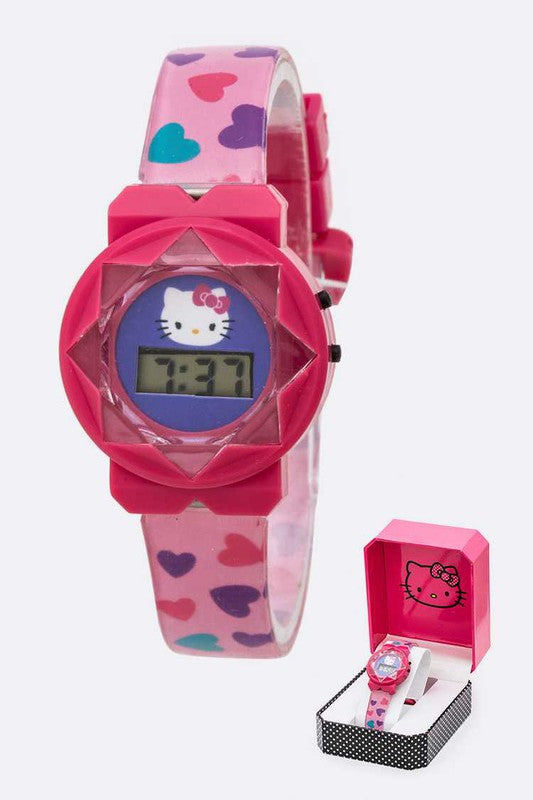 Hello Kitty Heart Print Kids Digital Watch