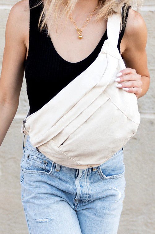 London Oversize Canvas Crescent Sling - JUST - JEN BOUTIQUE