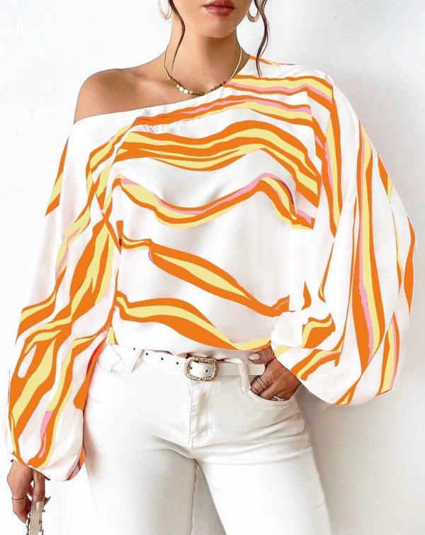 Striped off shoulder blouse - JUST - JEN BOUTIQUE