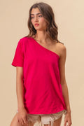 BiBi Cotton Span Knit One Shoulder Top - JUST - JEN BOUTIQUE