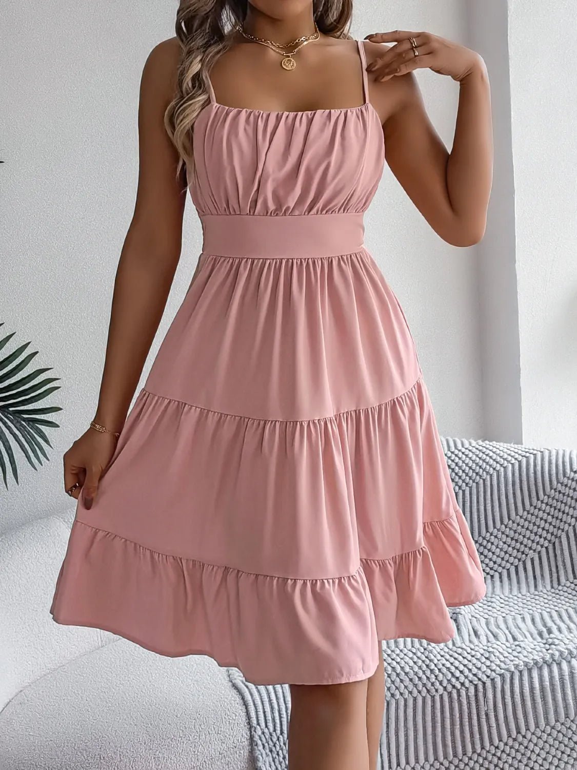 Smocked Back Tiered Cami Dress - JUST - JEN BOUTIQUE