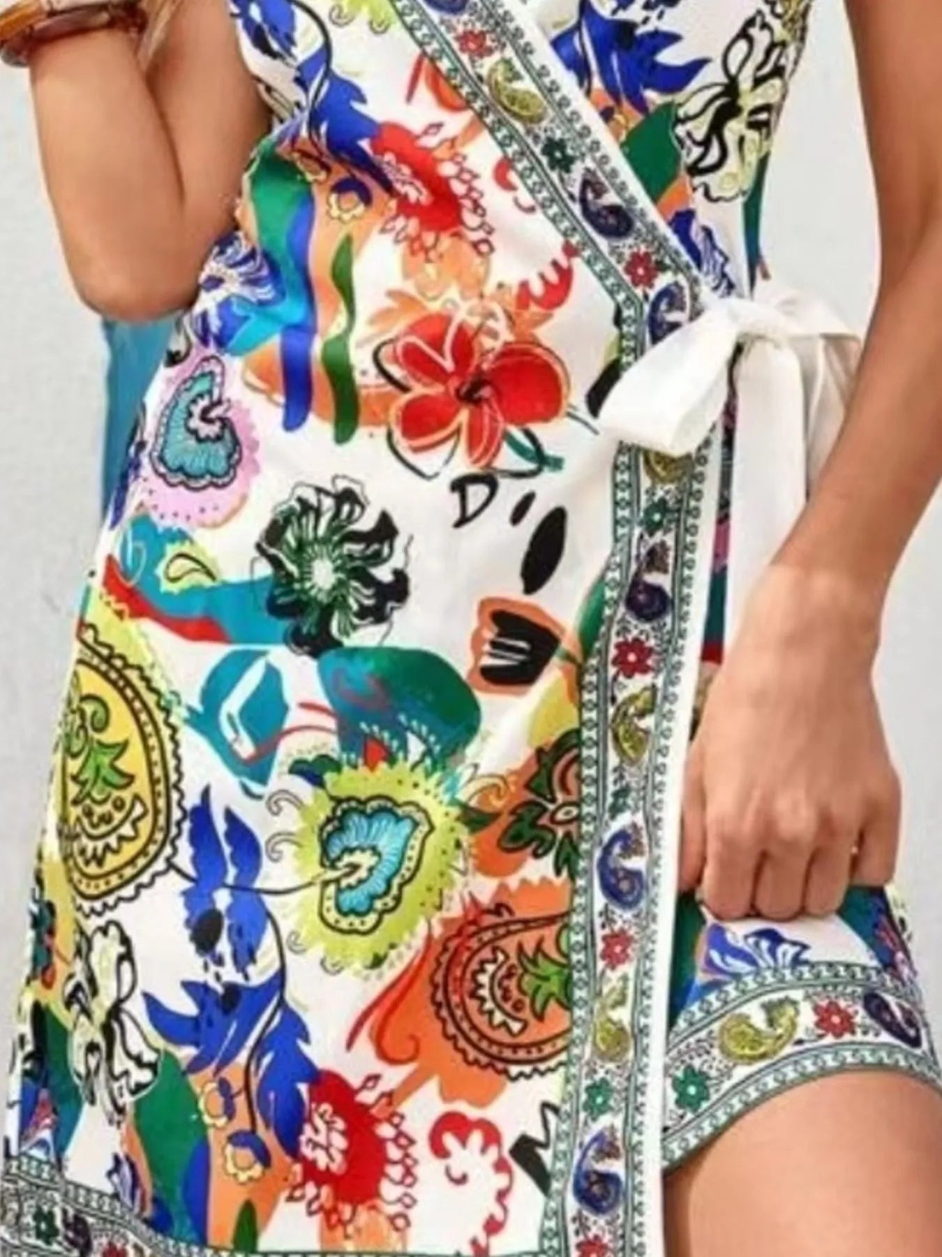 Floral Print Spaghetti Strap Wrap Mini Dress - JUST - JEN BOUTIQUE