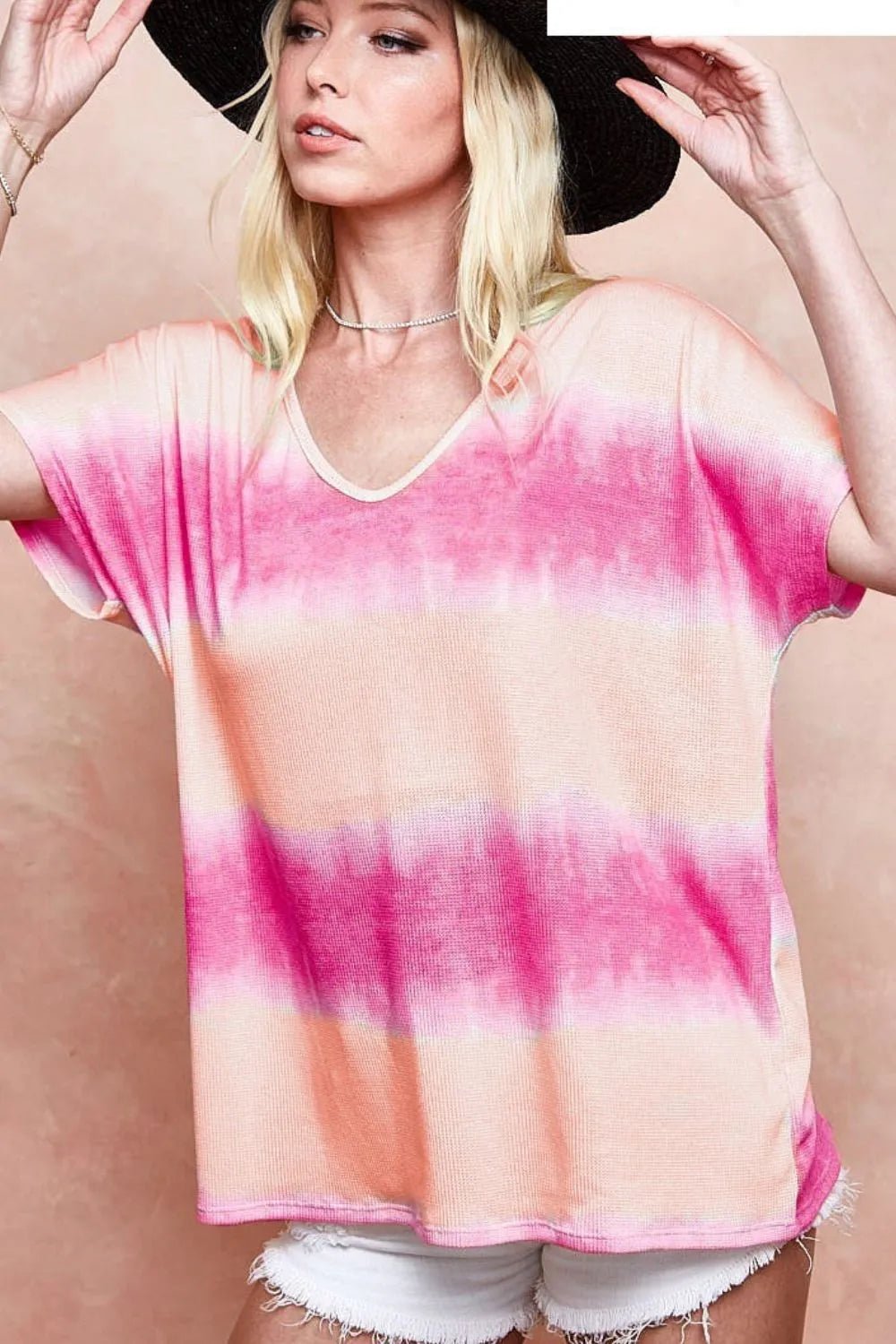 BiBi Tiedye Printed Hacci Knit Top - JUST - JEN BOUTIQUE
