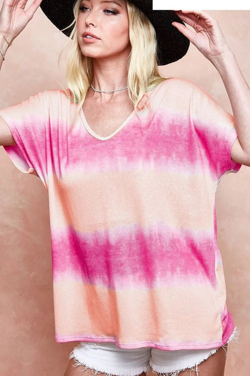 BiBi Tiedye Printed Hacci Knit Top - JUST - JEN BOUTIQUE