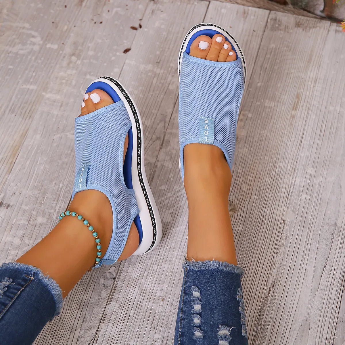 Mesh Open Toe Platform Sandals - JUST - JEN BOUTIQUE