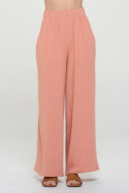 RENEE C Linen Wide Leg Pants with Pockets