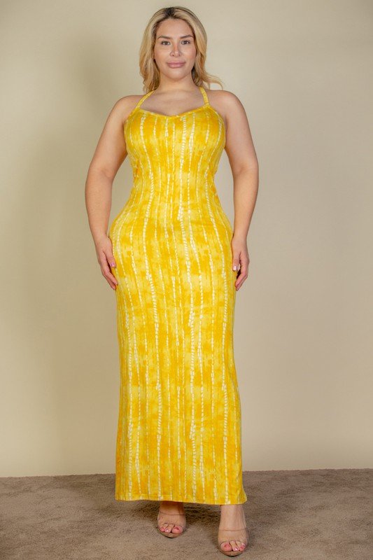 Plus Size Tie Dye Printed Cami Bodycon Maxi Dress - JUST - JEN BOUTIQUE