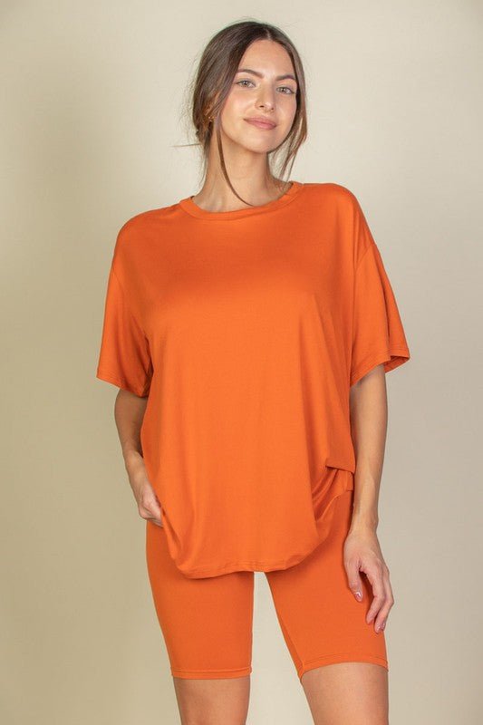 Loose Fit Top oversize shirts & Bike Shorts Set - JUST - JEN BOUTIQUE