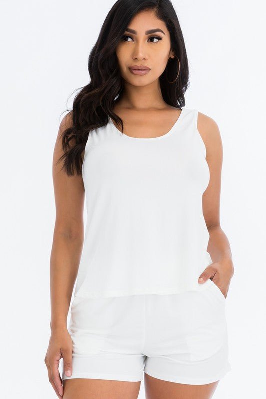 Basic Comfy Tank Top & mini casual Shorts Set - JUST - JEN BOUTIQUE