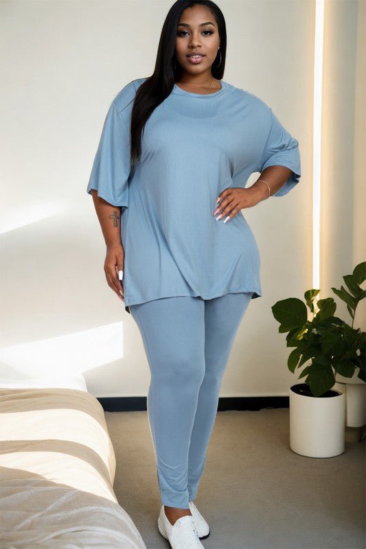 Plus Size Oversize shirt & Leggings Set - JUST - JEN BOUTIQUE