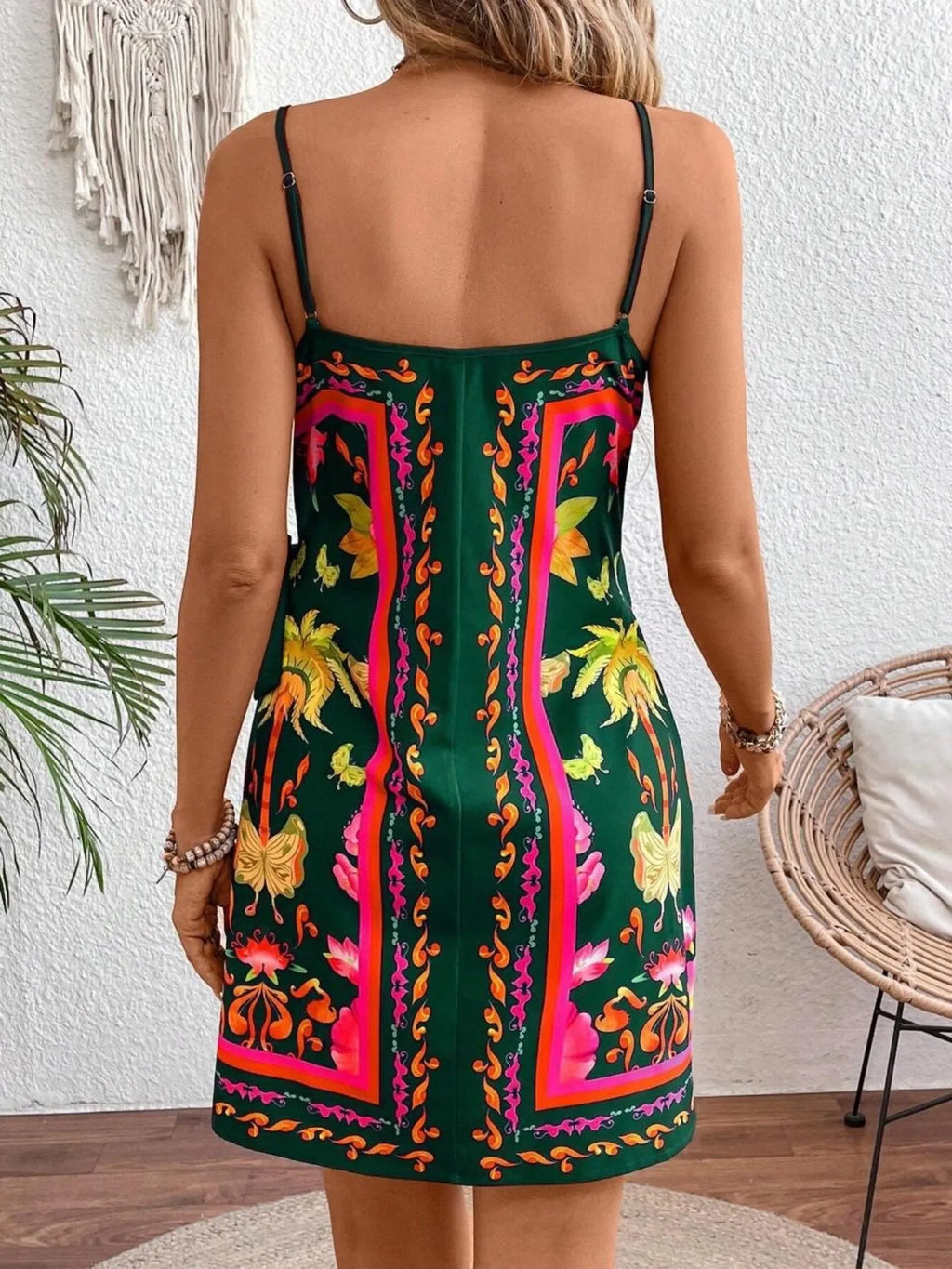 Floral Print Spaghetti Strap Wrap Mini Dress - JUST - JEN BOUTIQUE