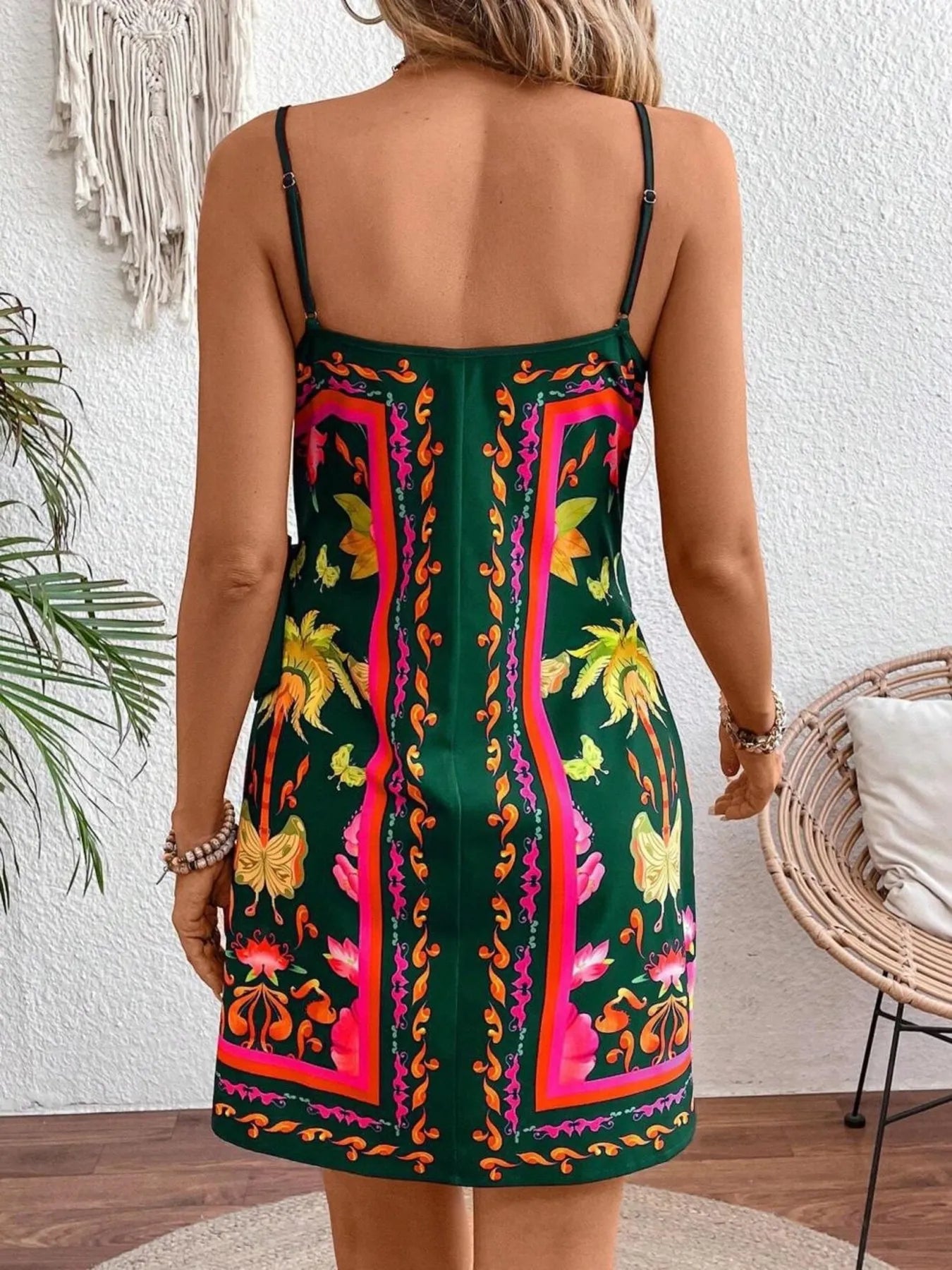 Floral Print Spaghetti Strap Wrap Mini Dress - JUST - JEN BOUTIQUE