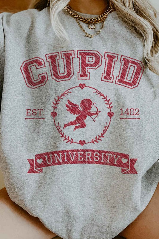 CUPID UNIVERSITY VALENTINES OVERSIZED SWEATSHIRT