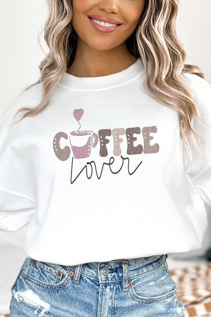 Coffee Lover Cute Hearts Graphic Sweatshirt