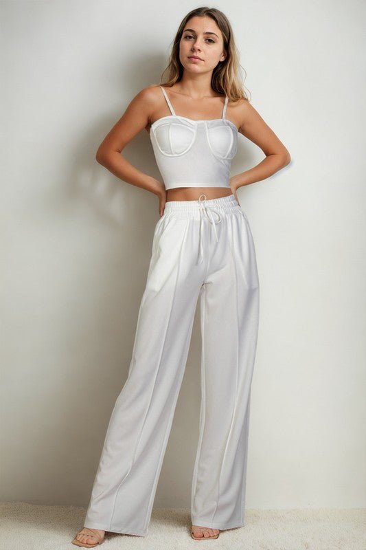 Bustier Cami Top & Slant Straight Pants - JUST - JEN BOUTIQUE