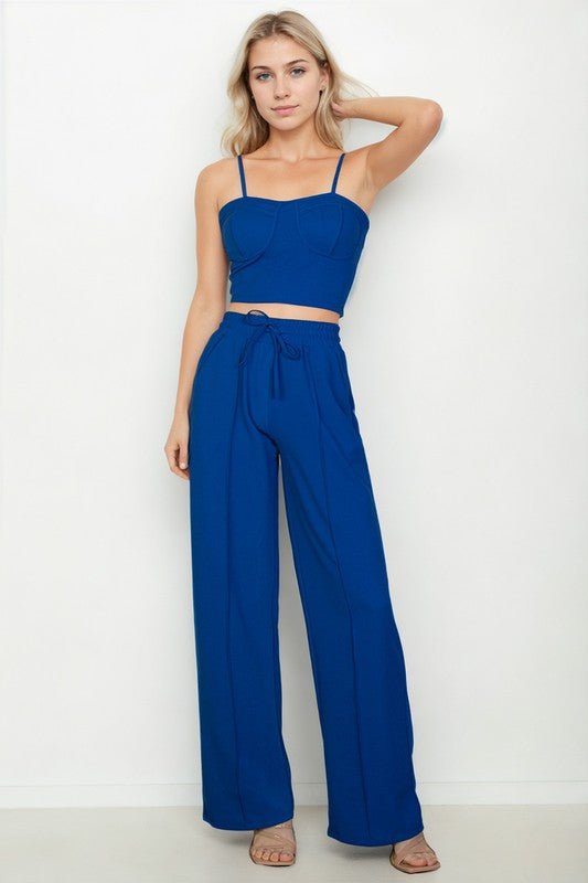 Bustier Cami Top & Slant Straight Pants - JUST - JEN BOUTIQUE