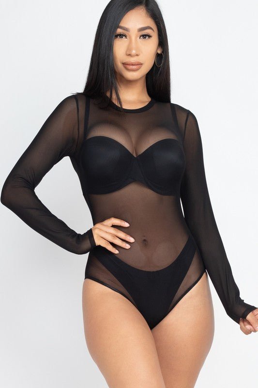 Mesh shirt Sheer blouse Long Sleeves Bodysuit - JUST - JEN BOUTIQUE