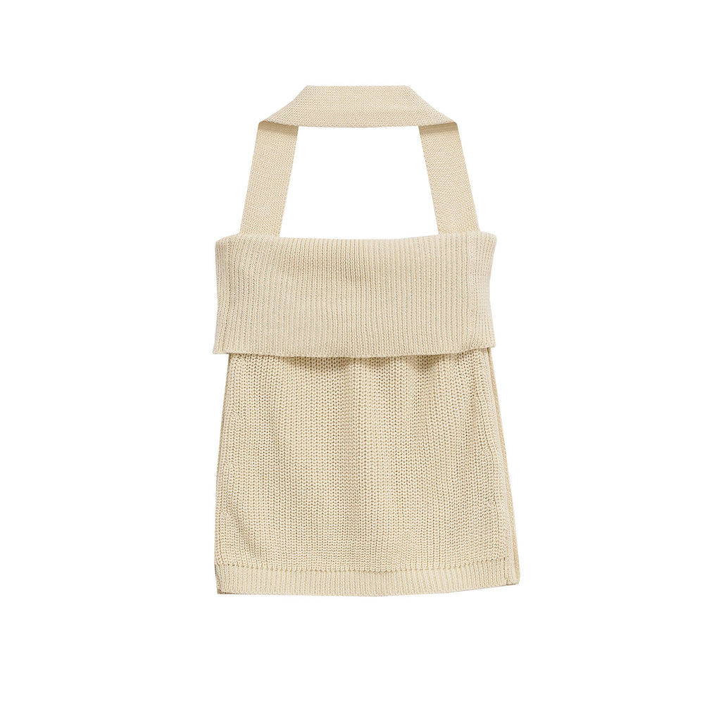 Off shoulder button up knit neck strap small vest for women