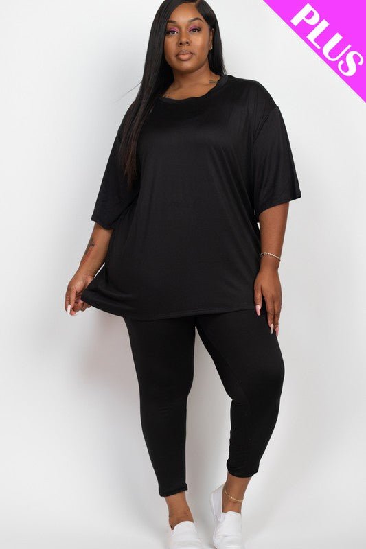 Plus Size Oversize shirt & Leggings Set - JUST - JEN BOUTIQUE