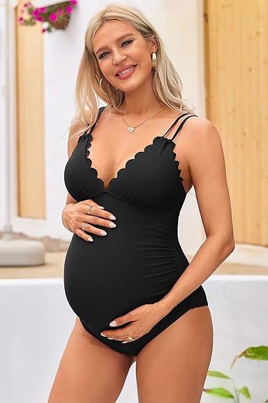 Ruch Scallop V Neck One Piece Maternity Swimsuit - JUST - JEN BOUTIQUE
