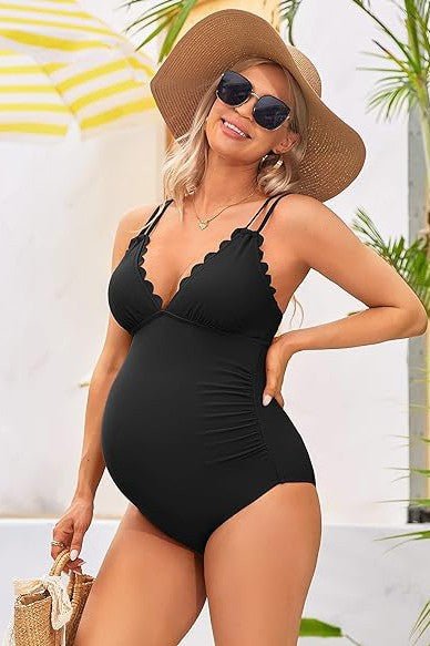 Ruch Scallop V Neck One Piece Maternity Swimsuit - JUST - JEN BOUTIQUE