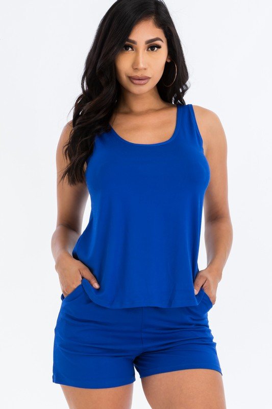 Basic Comfy Tank Top & mini casual Shorts Set - JUST - JEN BOUTIQUE